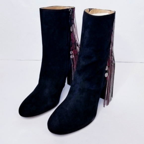Chloe Bead Fringe Suede Ankle Boots‎ - Picture 6 of 12